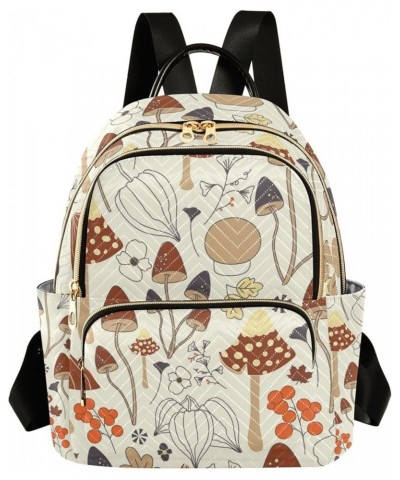 Mushrooms Flowers Leaves Backpack for Women, Shoulder Bag Lightweight Mini Backpack Casual Daypack Back Pack Small(11.41'' x ...