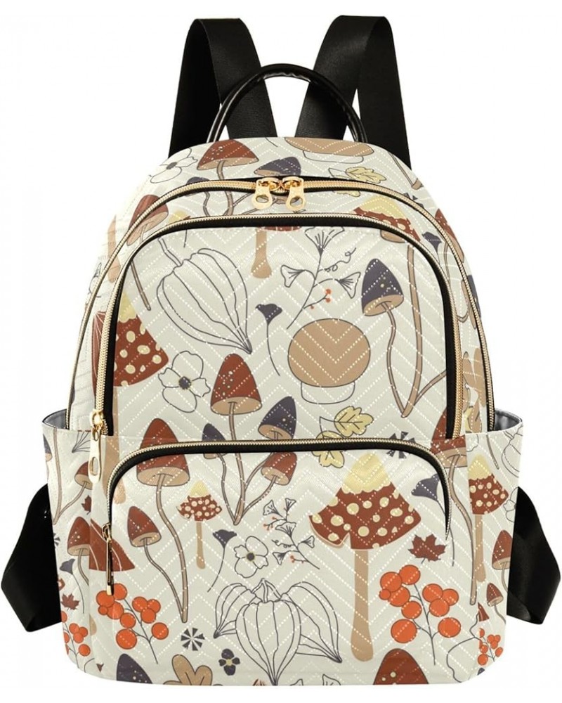 Mushrooms Flowers Leaves Backpack for Women, Shoulder Bag Lightweight Mini Backpack Casual Daypack Back Pack Small(11.41'' x ...