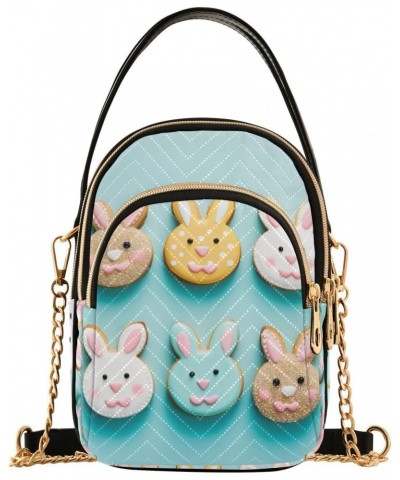 Easter Bunny Cookies Pattern Small Crossbody Bag Functional Multi Pocket Bag Shoulder Handbag $13.92 Crossbody Bags