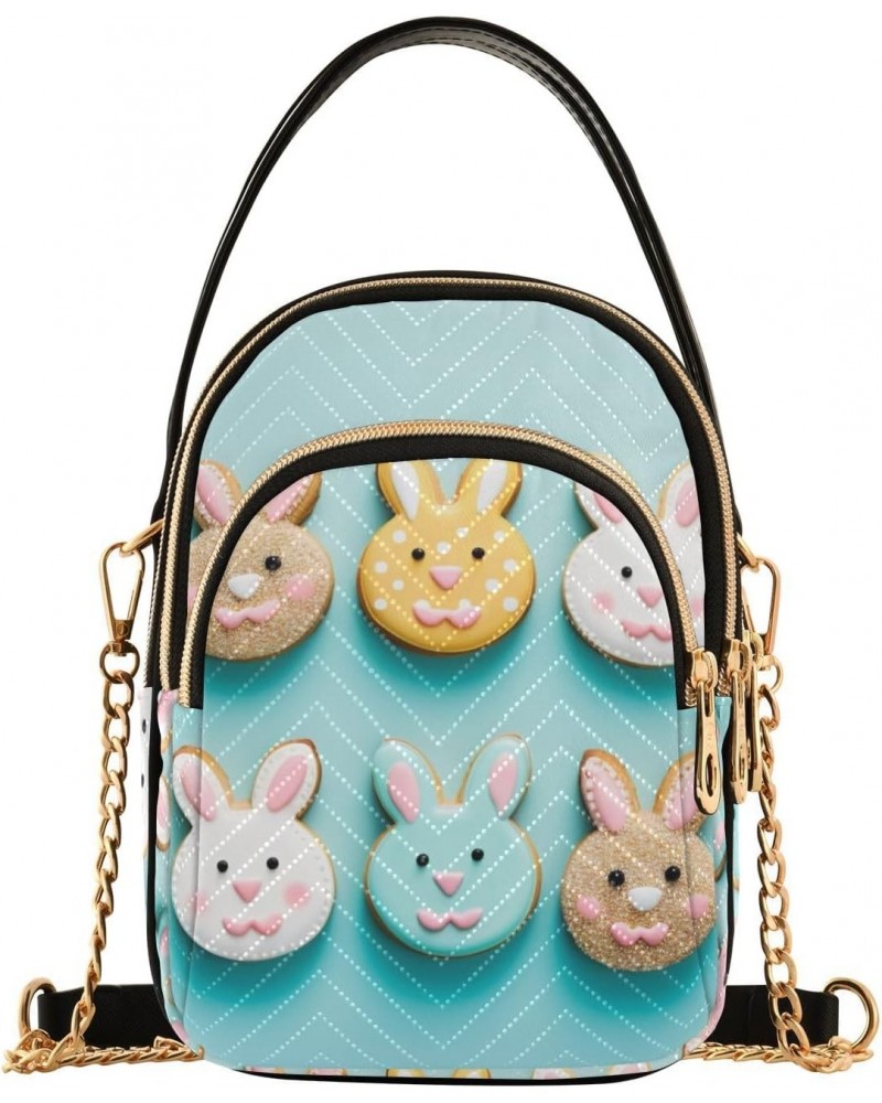 Easter Bunny Cookies Pattern Small Crossbody Bag Functional Multi Pocket Bag Shoulder Handbag $13.92 Crossbody Bags