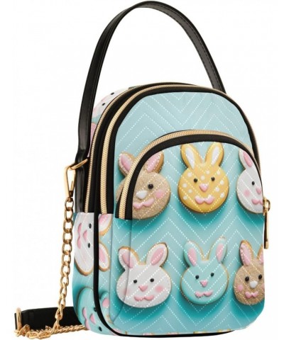 Easter Bunny Cookies Pattern Small Crossbody Bag Functional Multi Pocket Bag Shoulder Handbag $13.92 Crossbody Bags