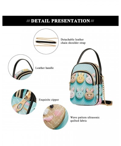 Easter Bunny Cookies Pattern Small Crossbody Bag Functional Multi Pocket Bag Shoulder Handbag $13.92 Crossbody Bags