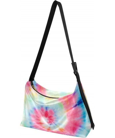 Women Boho Bag Batik Tie Dye Fantasy Rainbow Shoulder Bag PU Leather Pouch Crossbody Bag Large Tote Handbag For Quick Getaway...