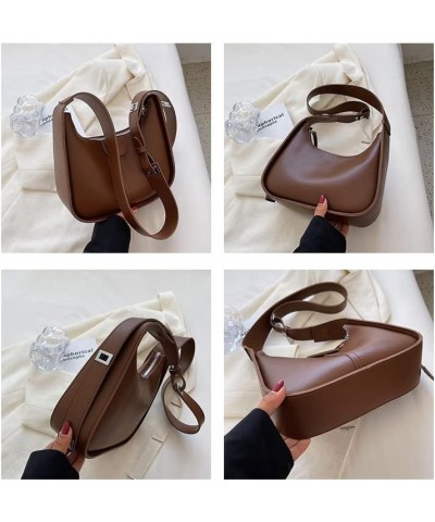 Vintage Shoulder Crossbody Bag Lady's PU Leather Purse Fashion Handbag Clutch Y2k Purse Beige $20.04 Shoulder Bags