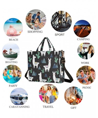 Llama Cactus Black Floral Corduroy Satchel Tote Bag for Women Weekender Travel Beach Shopping Multi05 $12.10 Totes