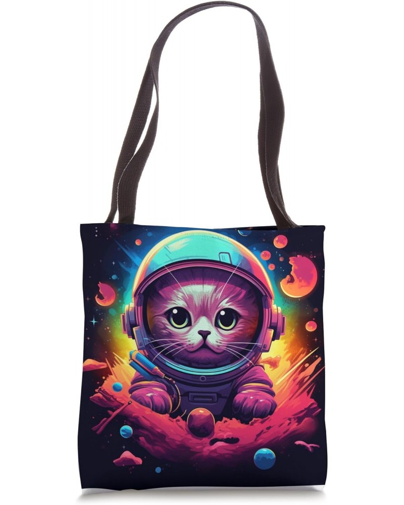 Spaceship Cat galaxy space Cat Alien Kitty Mom Dad Tote Bag $11.50 Totes