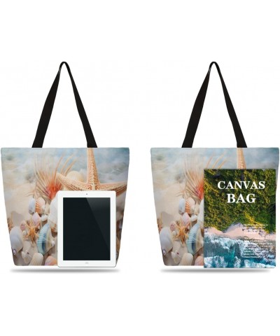 Oceanic Canvas Tote Bag, Featuring Double-Sided Starfish Prints for Casual Style $11.50 Totes