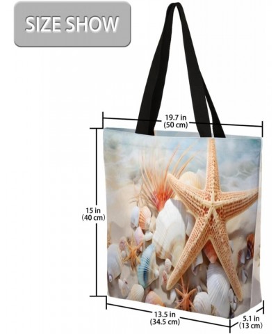 Oceanic Canvas Tote Bag, Featuring Double-Sided Starfish Prints for Casual Style $11.50 Totes