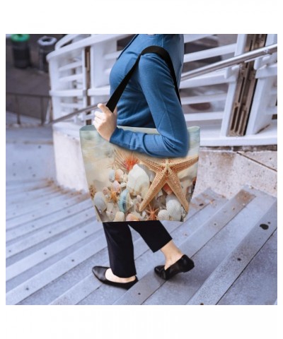 Oceanic Canvas Tote Bag, Featuring Double-Sided Starfish Prints for Casual Style $11.50 Totes