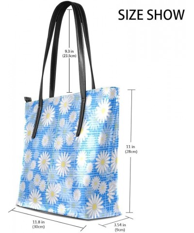 Handbags for Women Tote Bags with 11.08"(L) x 3.54"(W) x 11.02"(W) - Pink Flowers Gray White Sunflower Blue $22.35 Totes