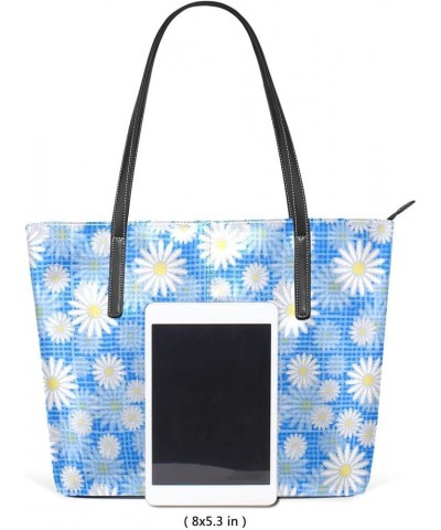 Handbags for Women Tote Bags with 11.08"(L) x 3.54"(W) x 11.02"(W) - Pink Flowers Gray White Sunflower Blue $22.35 Totes