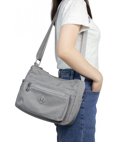 Women Crossbody Bag Handbag Lightweight Shoulder Purse Nylon Multi Pocket Crossbody Bag Ladies Travel Handbag 13-lightgrey $1...