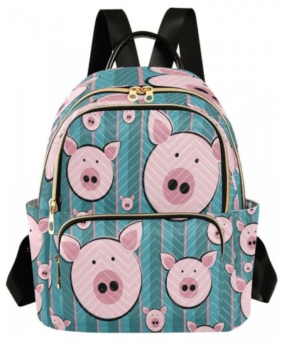 Women Backpack Purse Funny Pink Pig Faces Striped Fashion Shoulder Bags Travel Backpack Small Daypacks S Medium $13.78 Backpacks