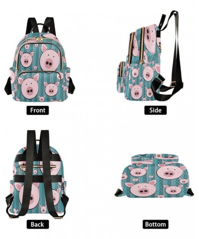 Women Backpack Purse Funny Pink Pig Faces Striped Fashion Shoulder Bags Travel Backpack Small Daypacks S Medium $13.78 Backpacks