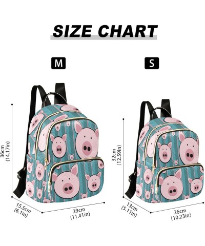 Women Backpack Purse Funny Pink Pig Faces Striped Fashion Shoulder Bags Travel Backpack Small Daypacks S Medium $13.78 Backpacks