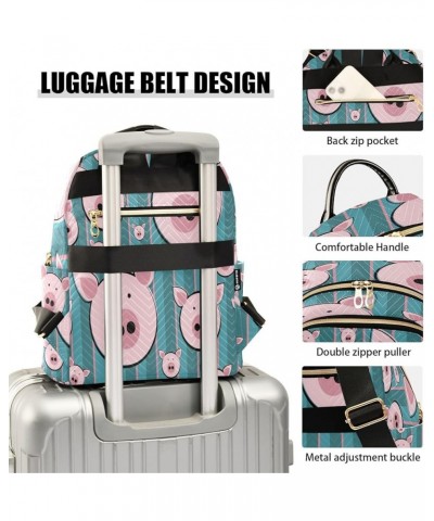 Women Backpack Purse Funny Pink Pig Faces Striped Fashion Shoulder Bags Travel Backpack Small Daypacks S Medium $13.78 Backpacks