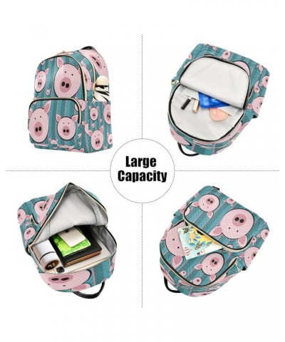 Women Backpack Purse Funny Pink Pig Faces Striped Fashion Shoulder Bags Travel Backpack Small Daypacks S Medium $13.78 Backpacks