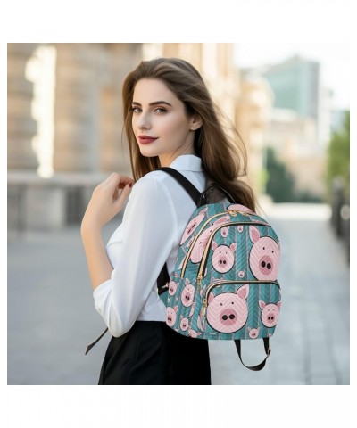 Women Backpack Purse Funny Pink Pig Faces Striped Fashion Shoulder Bags Travel Backpack Small Daypacks S Medium $13.78 Backpacks