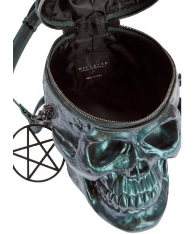 Grave Digger Skull Handbag (Green Oil Slick) Gothic Grunge $35.20 Handbags