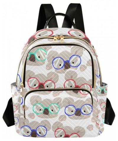 Women Backpack Koala Colorful Glasses Anti-Theft Travel Backpack with Luggage Belt Lightweight Handbag Lady Purse Roomy Doubl...