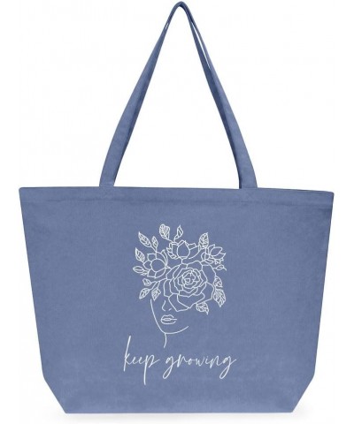 Keep Growing Cotton Tote Bag - Manifestation Lover Gift - Mindfulness Themed Stuff Denim $15.49 Totes