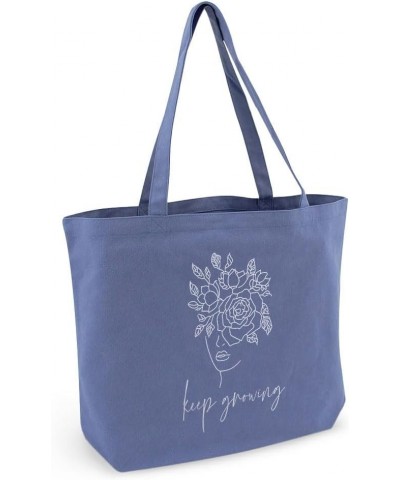 Keep Growing Cotton Tote Bag - Manifestation Lover Gift - Mindfulness Themed Stuff Denim $15.49 Totes