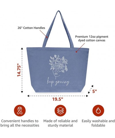 Keep Growing Cotton Tote Bag - Manifestation Lover Gift - Mindfulness Themed Stuff Denim $15.49 Totes