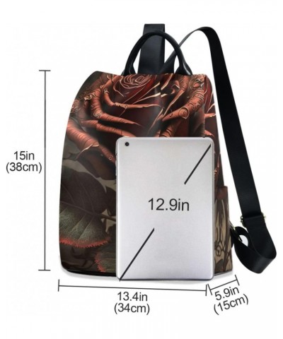 Women Fashion Backpack - Vintagered Rose, Anti Theft Casual Daypack Shoulder Bag Purse for Travel Work 15 inches $23.36 Backp...