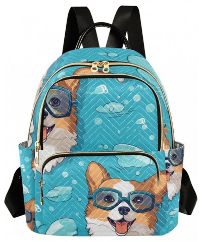 Small Backpack Purse for Women, Lovely Dog Blue Travel Bag Casual Daypack Shoulder Bag Medium $15.84 Backpacks