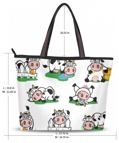 Top Handle Tote Bag Cute Cows Set Shoulder Bag Handbag for Women $14.03 Shoulder Bags