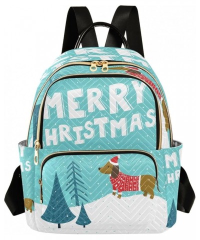 Pine Tree Dog Merry Christmas Women Backpack Purse Ladies Fashion Shoulder Bag Daypack Travel Bag 7.5L Small $17.35 Backpacks