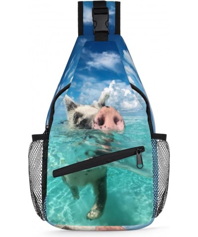 Swimming Pig Sling Bag for Women Crossbody Backpack Purse Shoulder Casual Daypack Cross Body Bags for Travel Cycling Hiking $...