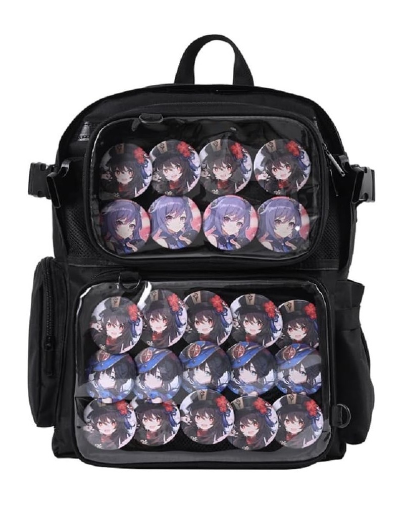 Large Capacity Black Transparent Itabag Backpack Daypack for Pin Badge Display Detachable Men Women $16.75 Backpacks