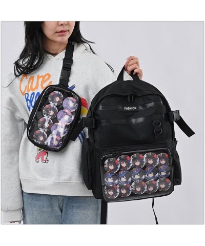 Large Capacity Black Transparent Itabag Backpack Daypack for Pin Badge Display Detachable Men Women $16.75 Backpacks