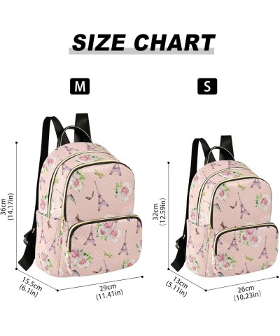 Eiffel Tower Rose Flower Butterfly Floral Mini Backpack Purse for Women Travel Bag Fashion Daypack Back Pack Shoulder Bag Mul...