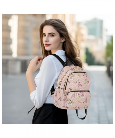 Eiffel Tower Rose Flower Butterfly Floral Mini Backpack Purse for Women Travel Bag Fashion Daypack Back Pack Shoulder Bag Mul...