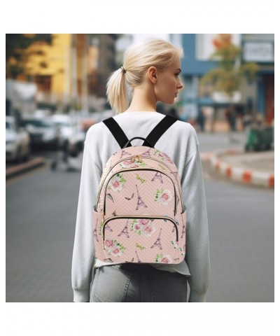 Eiffel Tower Rose Flower Butterfly Floral Mini Backpack Purse for Women Travel Bag Fashion Daypack Back Pack Shoulder Bag Mul...