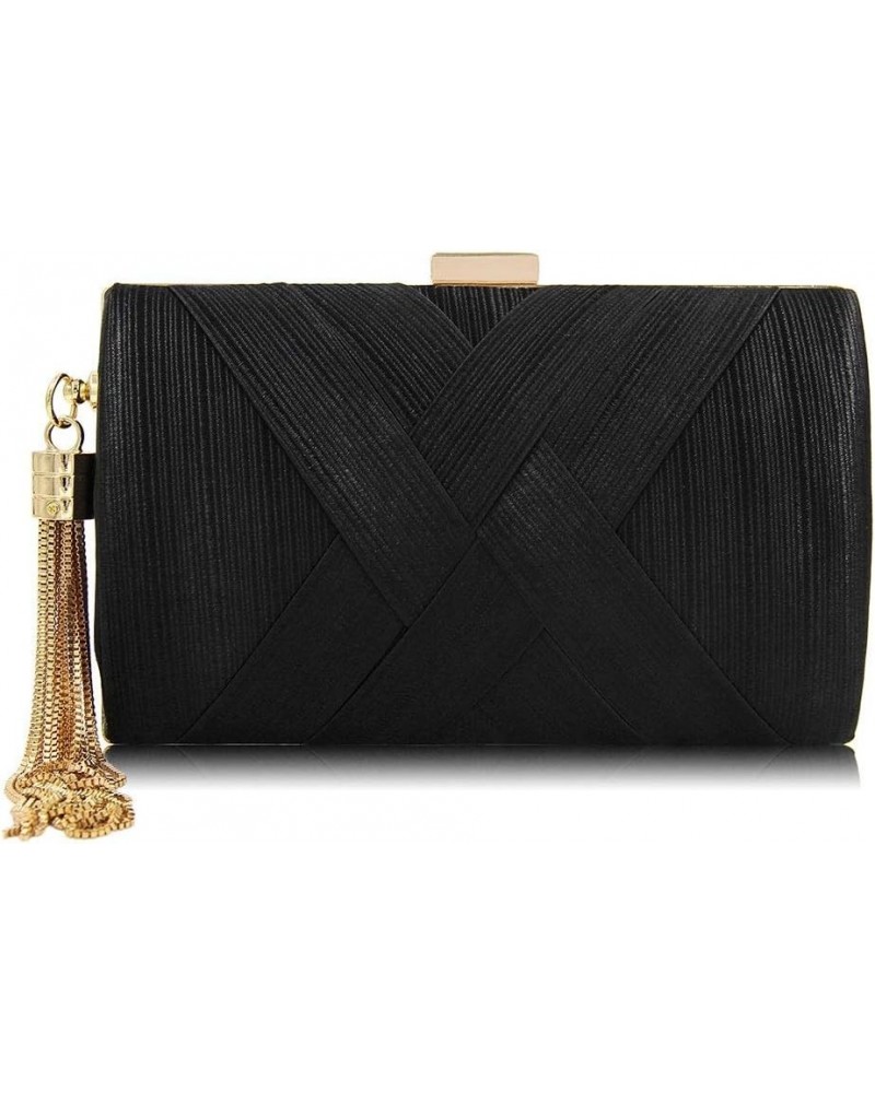 Women's Elegant Tassel Evening Bag Clutch Purse for Bride Wedding Prom Night Out Party Black $10.49 Evening Bags