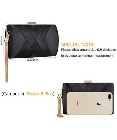 Women's Elegant Tassel Evening Bag Clutch Purse for Bride Wedding Prom Night Out Party Black $10.49 Evening Bags