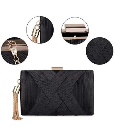 Women's Elegant Tassel Evening Bag Clutch Purse for Bride Wedding Prom Night Out Party Black $10.49 Evening Bags