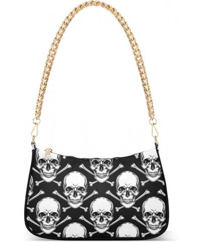 Shoulder Bags for Women Skeleton Skull and Rose Flowers Hobo Tote Handbag Small Clutch Purse with Zipper Closure Multi02 $17....