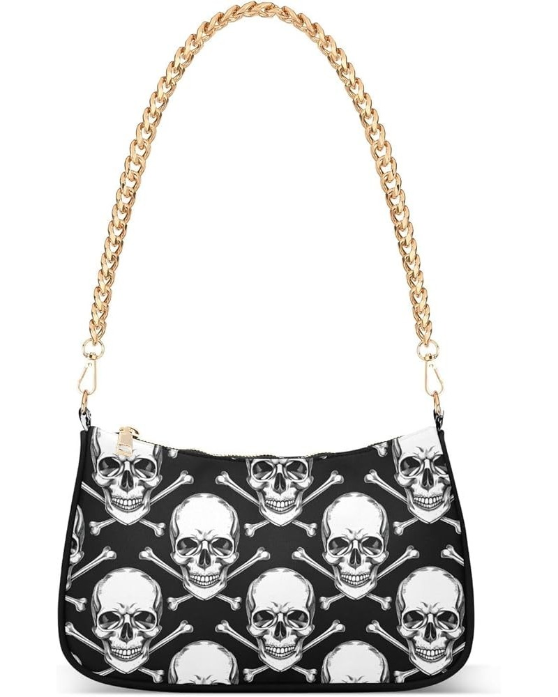 Shoulder Bags for Women Skeleton Skull and Rose Flowers Hobo Tote Handbag Small Clutch Purse with Zipper Closure Multi02 $17....