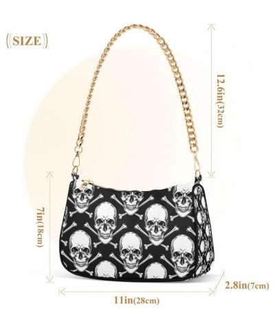 Shoulder Bags for Women Skeleton Skull and Rose Flowers Hobo Tote Handbag Small Clutch Purse with Zipper Closure Multi02 $17....