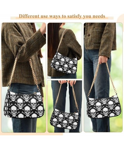 Shoulder Bags for Women Skeleton Skull and Rose Flowers Hobo Tote Handbag Small Clutch Purse with Zipper Closure Multi02 $17....