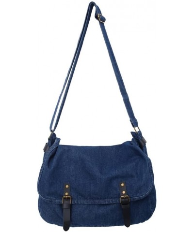 Denim Shoulder Bag for Women Men Fashion Crossbody Bag Large Tote Bag Hobo Messenger Bag Casual A-dark Blue $29.13 Totes