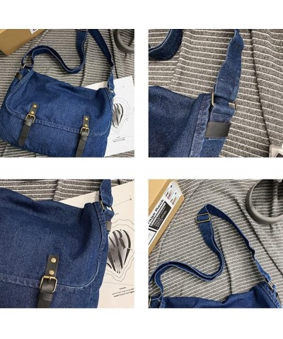 Denim Shoulder Bag for Women Men Fashion Crossbody Bag Large Tote Bag Hobo Messenger Bag Casual A-dark Blue $29.13 Totes