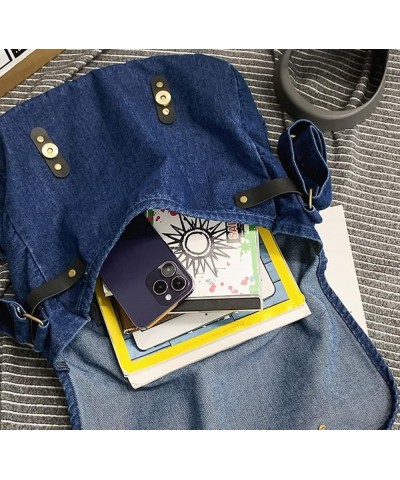 Denim Shoulder Bag for Women Men Fashion Crossbody Bag Large Tote Bag Hobo Messenger Bag Casual A-dark Blue $29.13 Totes