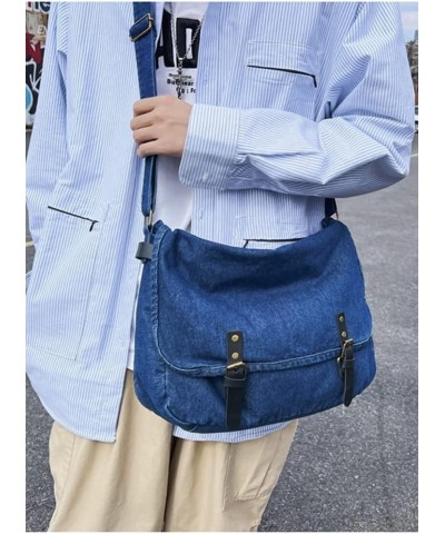 Denim Shoulder Bag for Women Men Fashion Crossbody Bag Large Tote Bag Hobo Messenger Bag Casual A-dark Blue $29.13 Totes