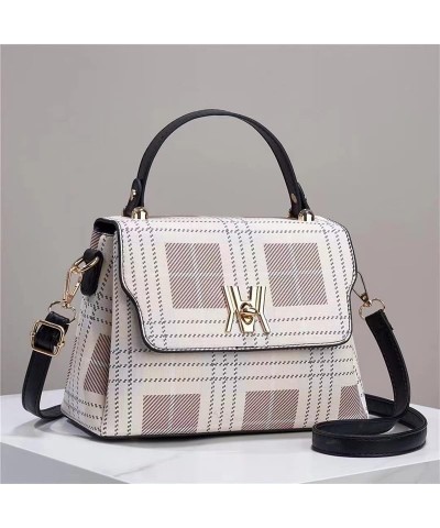 Women's Plaid Stitching Handbag Contrast Top Handle Satchel Tote Work Bag Fashion Checked Patchwork Handle Bag Black $20.34 T...