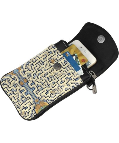 Labyrinth Treasure Map Small Cell Phone Purse - Handbag with Adjustable Strap for Shopping and Multifunctional Use Labyrinth ...